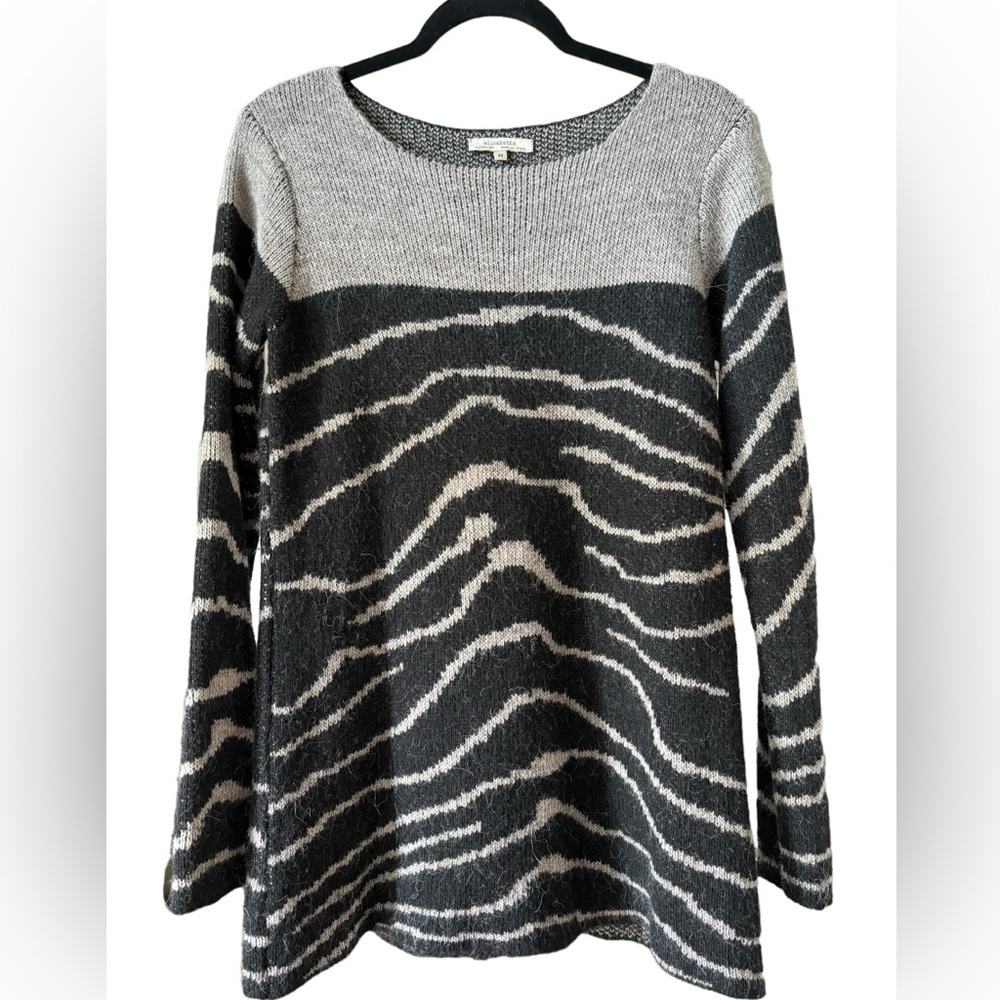 Elisabetta Collection Italy Black Gray Wool Alpaca Tunic Sweater Women Size M